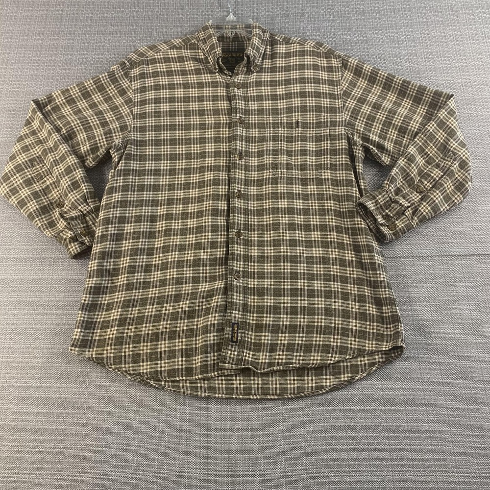 Woolrich Shirt Mens Medium Green Loden Plaid Button Down Long Sleeve 6813 Camp